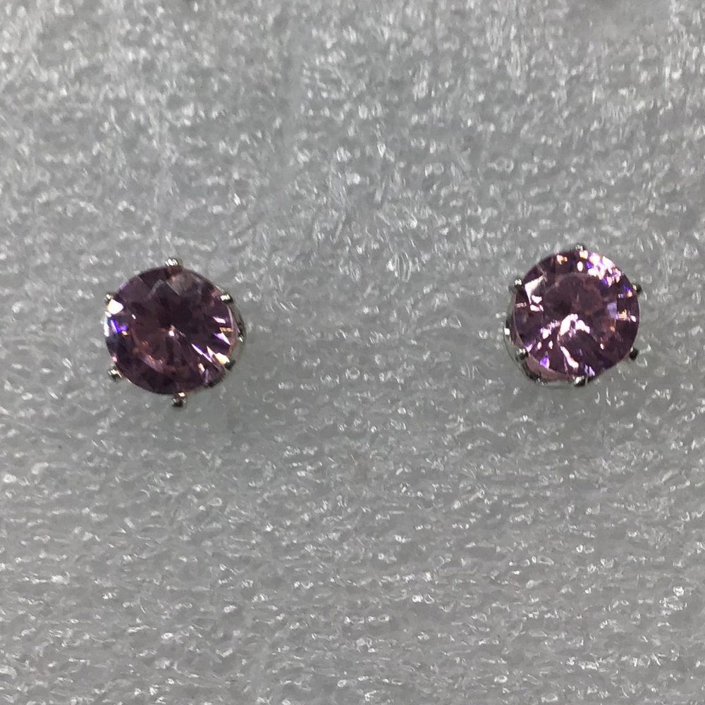 Cubic Zirconia pierced stud pink earrings